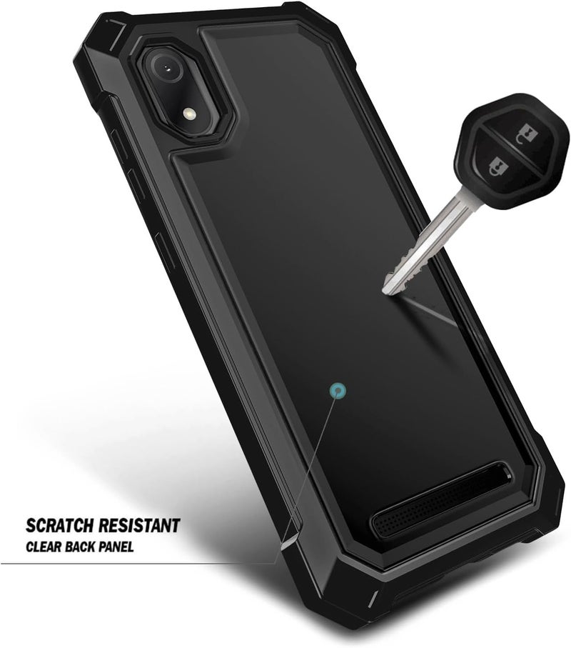 WDHD Designed for Cloud Mobile Stratus C8 Phone Case, Black | with Tempered Glass Screen Protector | Full-Body Protective Shockproof Rugged Bumper Cover - Image 4